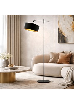 Czarna lampa podłogowa z przegubowym ramieniem MELTON GOLD ze sklepu Lysne w kategorii Lampy podłogowe - zdjęcie 189238554