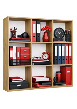 Kwadratowy regał otwarty z 9 półkami dąb artisan M3-N21 ze sklepu Edinos.pl w kategorii Regały i witryny - zdjęcie 189238752