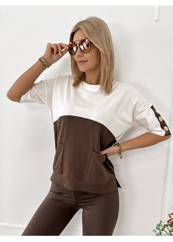 bluzka rosalinde ecru-brązowa one size ze sklepu UBRA w kategorii Bluzki damskie - zdjęcie 189241280