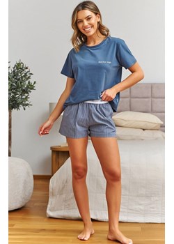 Doctor Nap niebieska piżama damska ze spodenkami w paseczki PM.7423.DENIM_BLUE, Kolor denim, Rozmiar S, Doctor Nap ze sklepu Intymna w kategorii Piżamy damskie - zdjęcie 189241334