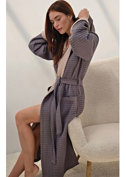 Szlafrok damski z kapturem ciemnoszary SW01, Kolor ciemnoszary, Rozmiar L, Esli ze sklepu Intymna w kategorii Szlafroki damskie - zdjęcie 189241370