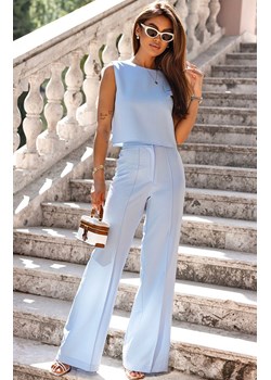 Niebieski komplet pudełkowa bluzka i szerokie spodnie Porto 364, Kolor niebieski, Rozmiar L, Ivon ze sklepu Intymna w kategorii Komplety i garnitury damskie - zdjęcie 189241650