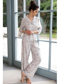 Sensis długa piżama damska rozpinana Emory 7/8, Kolor beżowy-wzór, Rozmiar S, SENSIS ze sklepu Intymna w kategorii Piżamy damskie - zdjęcie 189241753