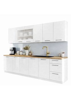 Zestaw 8 Białych Szafek Kuchennych 260 Cm W2-E10 ze sklepu Edinos.pl w kategorii Zestawy mebli kuchennych - zdjęcie 189241814