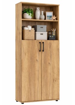 Wysoki regał biurowy z drzwiczkami dąb craft M3-A84 ze sklepu Edinos.pl w kategorii Regały i witryny - zdjęcie 189241823