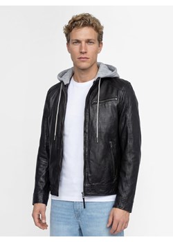 Finshley & Harding Męska kurtka skórzana Mężczyźni czarny jednolity ze sklepu vangraaf w kategorii Kurtki męskie - zdjęcie 189244333