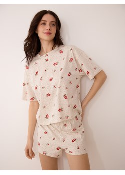 Reserved - Bawełniana piżama dwuczęściowa - kremowy ze sklepu Reserved w kategorii Piżamy damskie - zdjęcie 189245362