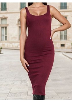 Sinsay - Klasyczna sukienka midi na ramiączkach z wiskozą - bordowy ze sklepu Sinsay w kategorii Sukienki - zdjęcie 189247341