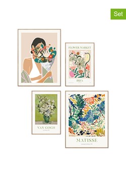 Orangewallz Druki artystyczne (4 szt.) "Green Style" w ramce ze sklepu Limango Polska w kategorii Obrazy - zdjęcie 189247700