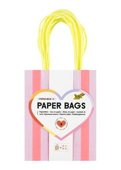 folia PAPER Torebki papierowe (8 szt.) "S Stripes Neon" - 6+ ze sklepu Limango Polska w kategorii Akcesoria biurowe - zdjęcie 189249764
