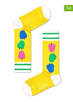 Happy Socks Skarpety (2 pary) "Apple Rib" w kolorze żółtym ze sklepu Limango Polska w kategorii Skarpetki dziecięce - zdjęcie 189249964