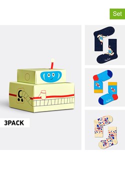 Happy Socks 3-częściowy zestaw prezentowy w kolorze granatowo-niebiesko-beżowym ze sklepu Limango Polska w kategorii Skarpetki dziecięce - zdjęcie 189250163