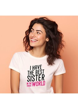 WOOOP Koszulka "I have the best sister in the world" w kolorze białym ze sklepu Limango Polska w kategorii Bluzki damskie - zdjęcie 189251084