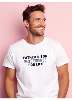WOOOP Koszulka "Father and son best friends for life" w kolorze białym ze sklepu Limango Polska w kategorii T-shirty męskie - zdjęcie 189251351