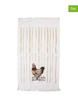 Clayre&amp;Eef Ręczniki (2 szt.) w kolorze biało-beżowym dla gości - 66 x 40 cm ze sklepu Limango Polska w kategorii Ręczniki - zdjęcie 189253252