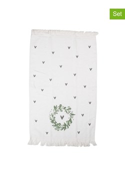 Clayre&amp;Eef Ręczniki (2 szt.) w kolorze biało-zielonym dla gości - 66 x 40 cm ze sklepu Limango Polska w kategorii Ręczniki - zdjęcie 189253284