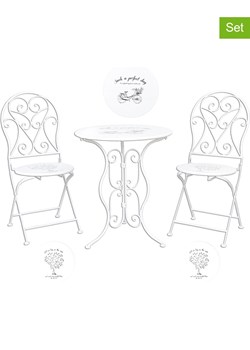 Clayre&amp;Eef 3-częściowy zestaw mebli ogrodowych w kolorze białym ze sklepu Limango Polska w kategorii Stoliki kawowe - zdjęcie 189253294