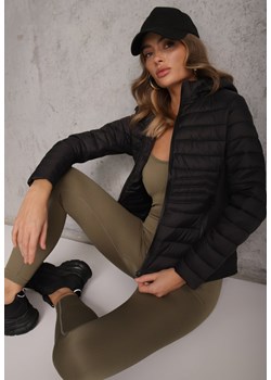 Czarna Przejściowa Kurtka z Pikowaniem Elastycznymi Wstawkami i Kapturem Fezilina ze sklepu renee.pl w kategorii Kurtki damskie - zdjęcie 189255573