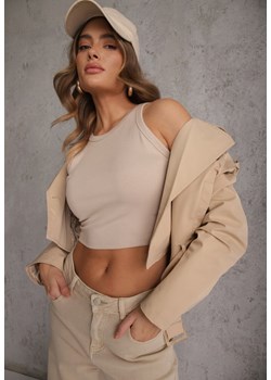 Beżowy Top na Ramiączkach Basic Prążkowany Zitira ze sklepu renee.pl w kategorii Bluzki damskie - zdjęcie 189255653