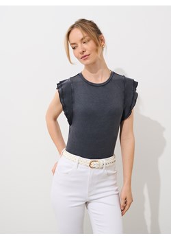 Mohito - Szara bluzka z falbaną - szary ze sklepu Mohito w kategorii Bluzki damskie - zdjęcie 189257713