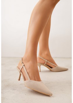 Beżowe Sandały na Szpilce z Odkrytą Piętą i Ażurowym Wzorem Kervidia ze sklepu born2be.pl w kategorii Czółenka - zdjęcie 189258680