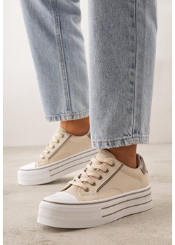 Beżowe Klasyczne Trampki na Grubej Podeszwie Araenes ze sklepu born2be.pl w kategorii Trampki damskie - zdjęcie 189258971
