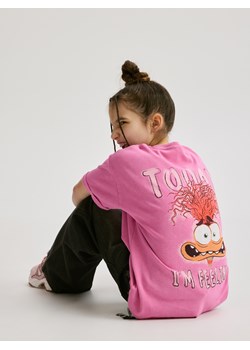 Reserved - T-shirt z nadrukiem Inside Out - fuksja ze sklepu Reserved w kategorii Bluzki dziewczęce - zdjęcie 189259024