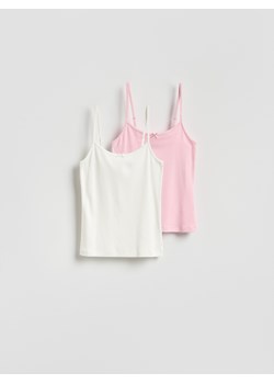 Reserved - Top na ramiączkach z modalem 2 pack - różowy ze sklepu Reserved w kategorii Piżamy damskie - zdjęcie 189259111