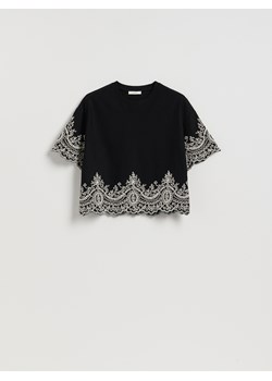 Reserved - T-shirt z ozdobnym haftem - czarny ze sklepu Reserved w kategorii Bluzki damskie - zdjęcie 189259140