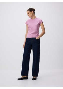 Reserved - T-shirt z domieszką jedwabiu - różowy ze sklepu Reserved w kategorii Bluzki damskie - zdjęcie 189259362