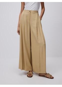 Reserved - Luźne spodnie z wiskozy - warm olive ze sklepu Reserved w kategorii Spodnie damskie - zdjęcie 189259971