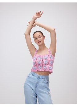 Reserved - Dzianinowy top na ramiączkach - różowy ze sklepu Reserved w kategorii Bluzki damskie - zdjęcie 189260013