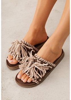 Brązowe Klapki Boho z Ozdobnymi Frędzlami Samsonitta ze sklepu renee.pl w kategorii Klapki damskie - zdjęcie 189260122