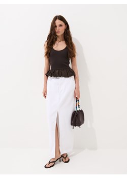 Mohito - Brązowy top z baskinką - brązowy ze sklepu Mohito w kategorii Bluzki damskie - zdjęcie 189261413