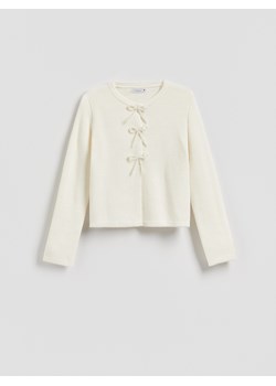 Reserved - Kardigan z kokardkami - kremowy ze sklepu Reserved w kategorii Swetry damskie - zdjęcie 189261980