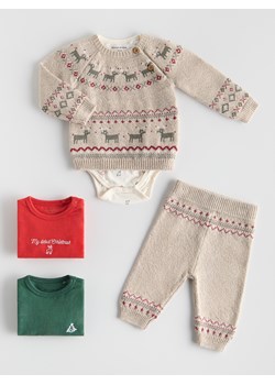 Reserved - Dzianinowy komplet z bawełną - kremowy ze sklepu Reserved w kategorii Komplety niemowlęce - zdjęcie 189262331