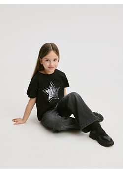 Reserved - T-shirt z cekinową aplikacją - czarny ze sklepu Reserved w kategorii Bluzki dziewczęce - zdjęcie 189262500