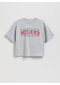 Reserved - T-shirt z aplikacją - jasnoszary ze sklepu Reserved w kategorii Bluzki dziewczęce - zdjęcie 189262540