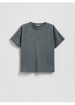 Reserved - T-shirt z aplikacją - ciemnoszary ze sklepu Reserved w kategorii Bluzki dziewczęce - zdjęcie 189262580
