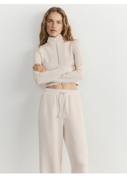 Reserved - Spodnie z szeroką nogawką - beżowy ze sklepu Reserved w kategorii Spodnie damskie - zdjęcie 189262742