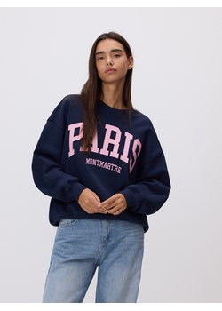 Reserved - Bluza z haftowanym napisem - granatowy ze sklepu Reserved w kategorii Bluzy damskie - zdjęcie 189262910