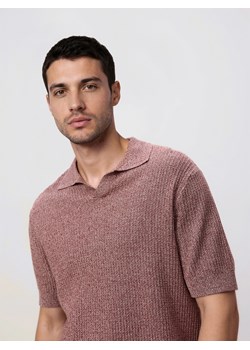 Reserved - Strukturalny sweter polo - czerwony ze sklepu Reserved w kategorii Swetry męskie - zdjęcie 189262930