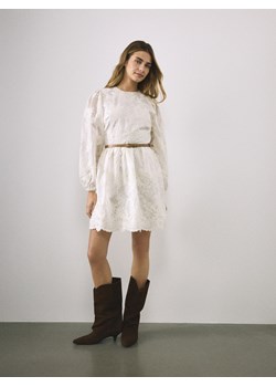 Reserved - Sukienka mini z paskiem - złamana biel ze sklepu Reserved w kategorii Sukienki - zdjęcie 189263023