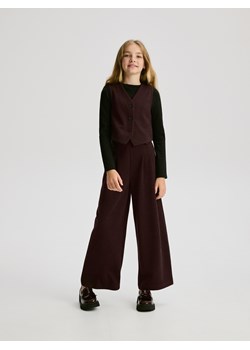 Reserved - Dzianinowe spodnie z wiskozą - bordowy ze sklepu Reserved w kategorii Spodnie dziewczęce - zdjęcie 189263224