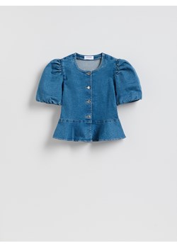 Reserved - Jeansowa bluzka z baskinką - niebieski ze sklepu Reserved w kategorii Bluzki damskie - zdjęcie 189263290