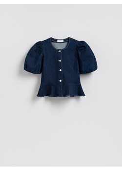 Reserved - Jeansowa bluzka z baskinką - granatowy ze sklepu Reserved w kategorii Bluzki damskie - zdjęcie 189263292