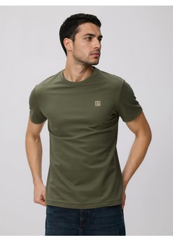 Reserved - T-shirt slim fit z haftem - oliwkowy ze sklepu Reserved w kategorii T-shirty męskie - zdjęcie 189263514