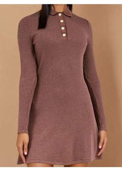 Sinsay - Sukienka mini z kołnierzykiem - bordowy ze sklepu Sinsay w kategorii Sukienki - zdjęcie 189264702