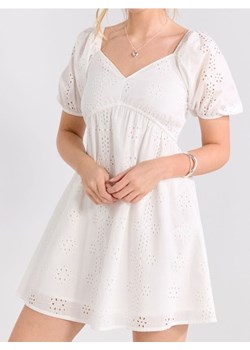 Sinsay - Bawełniana sukienka mini z bufkami - biały ze sklepu Sinsay w kategorii Sukienki - zdjęcie 189264734