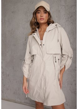 Beżowa Przejściowa Kurtka Parka z Rękawami z Możliwością Podpięcia Tinarae ze sklepu renee.pl w kategorii Kurtki damskie - zdjęcie 189269971